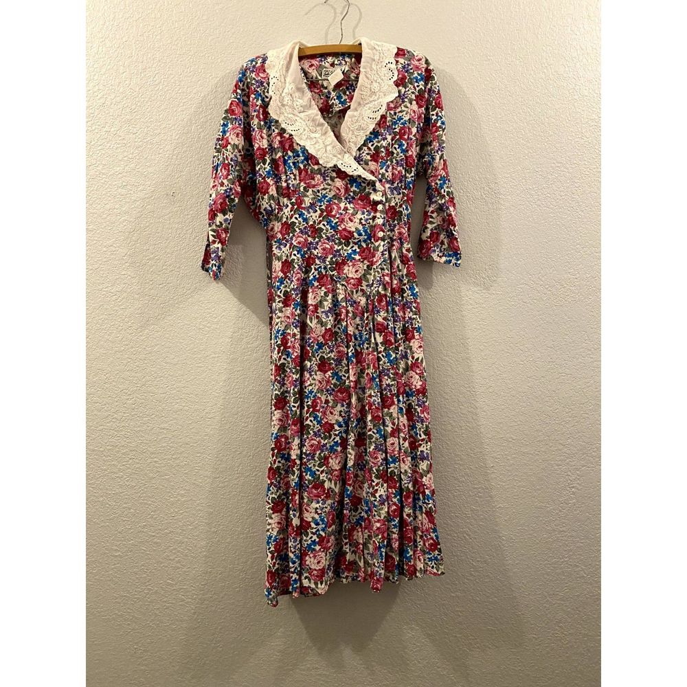 vintage jodi schwartz for bill‎ berman dress floral cottagecore tea 1970's dress